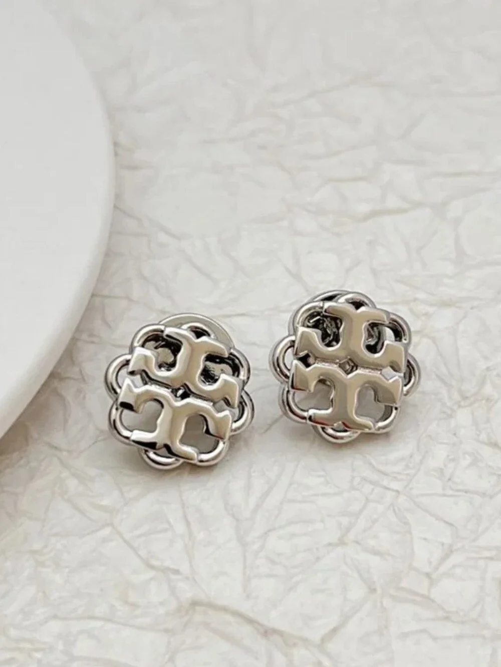 Tory Burch Flower Logo Stud Earrings